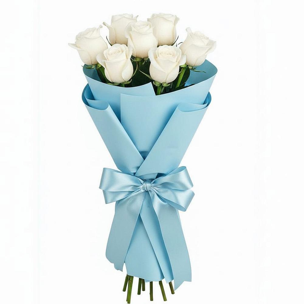 Букет 7 белых роз Проуд в Рябово