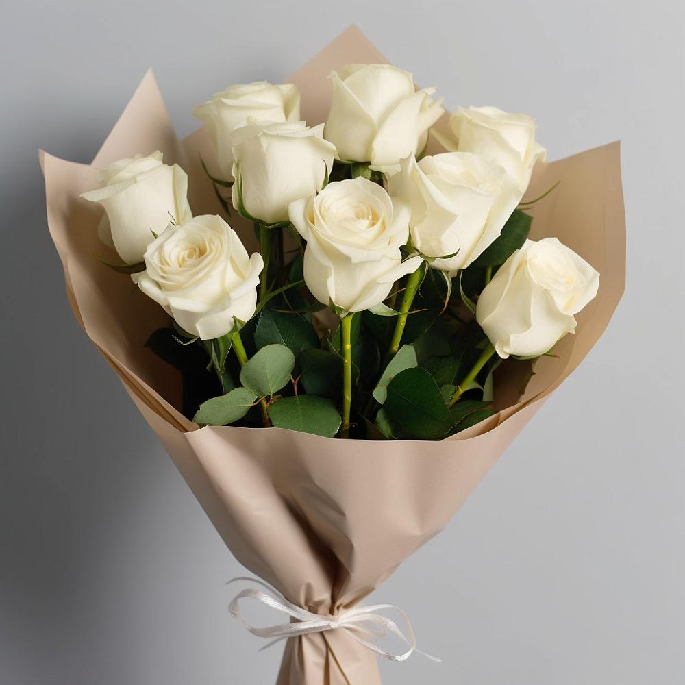 Букет 9 Белых роз Эдлесс Лав в Рябово