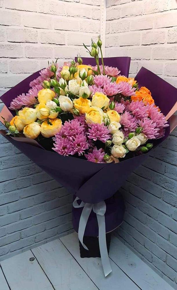 Букет цветов из: Хризантемы и Розы в Рябово