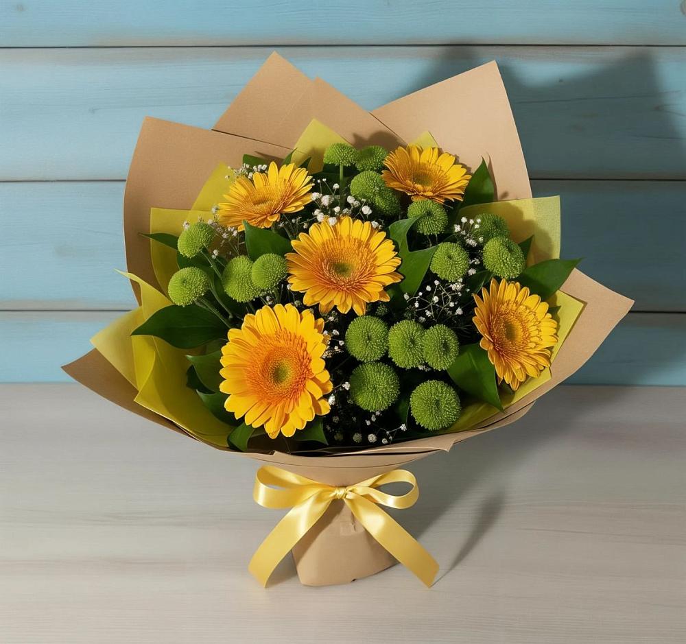 Букет цветов из: Герберы и Хризантемы в Рябово
