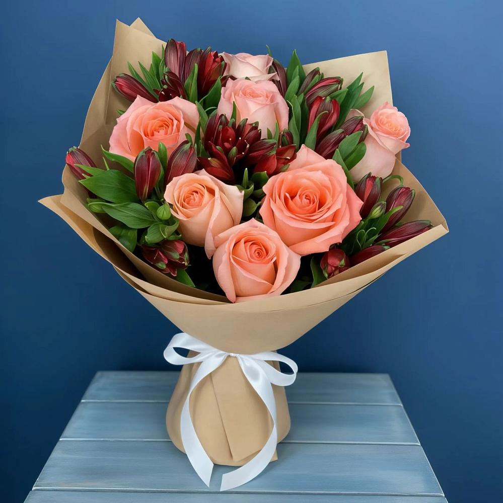 Букет цветов из: Розы и Альстромерии в Рябово