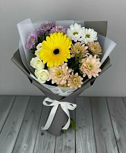 Букет цветов из:  Розы, Герберы и Хризантемы в Рябово