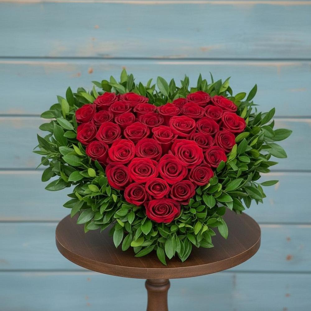 Цветочная композиция из Розы в виде сердца в Рябово