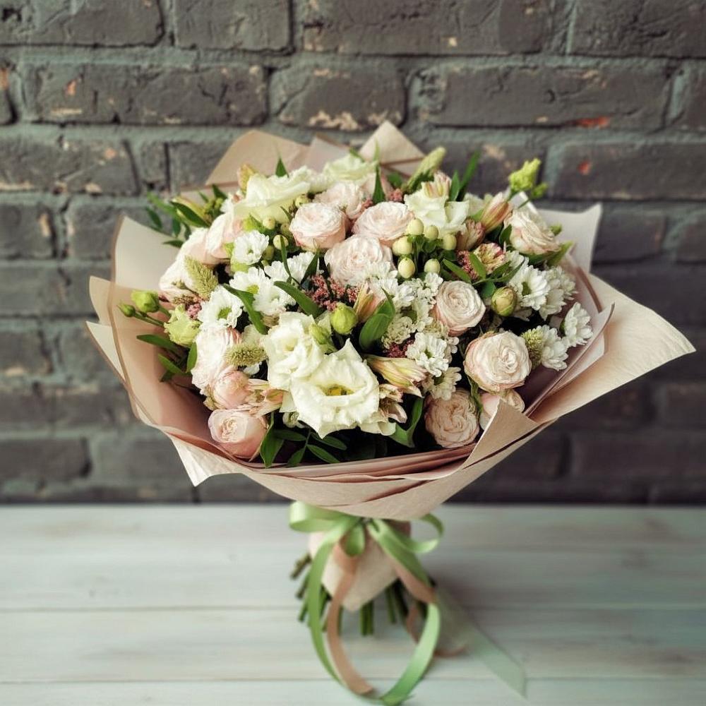 Букет цветов из: Альстромерии, Розы и Хризантемы в Рябово