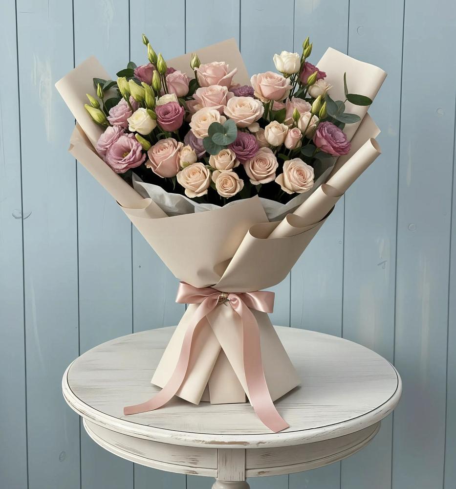 Букет цветов из: Розы и Лизиантусы в Рябово