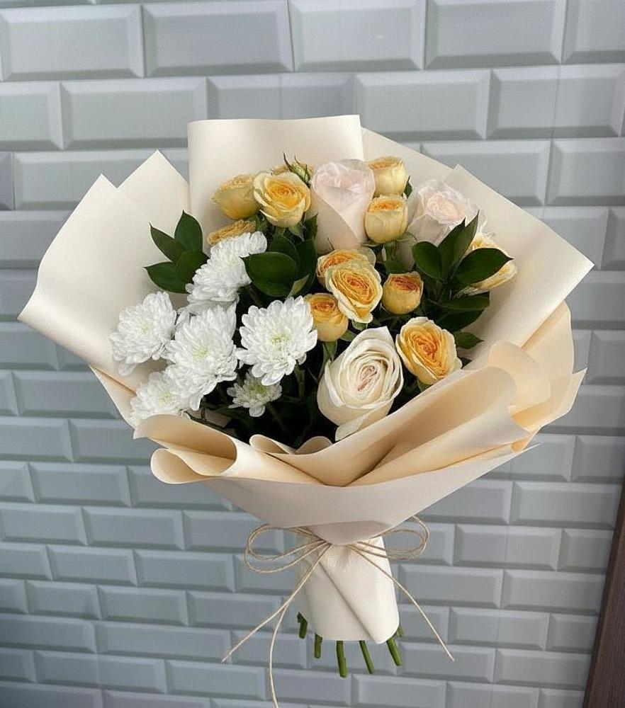 Букет цветов из: Розы и Хризантемы в Рябово