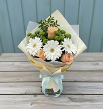 Букет цветов из:  Герберы, Розы и Хризантемы #REPLACE_PRED# Рябово