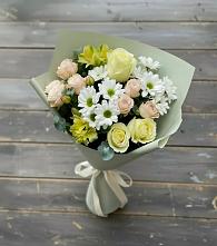 Букет цветов из:  Альстромерии, Розы и Хризантемы в Рябово