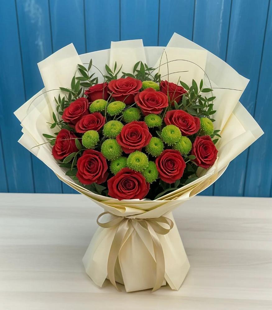 Букет цветов из: Розы и Хризантемы в Рябово